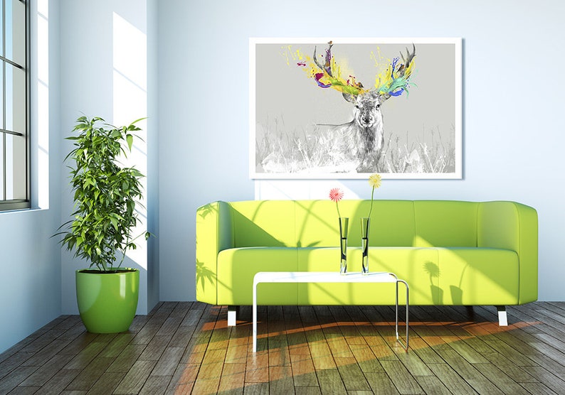 Decorazione della parete dei cervi 120x80 cm DEER EXPLOSION COLORS 02209 immagine 1