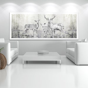 Deer print on canvas 150x60cm JELENIE W NATURZE zdjęcie 1