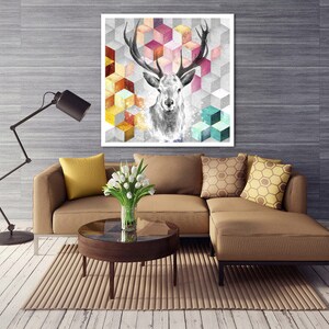 Deer print on canvas Skandynawski 80X80 Cm 0276 zdjęcie 2