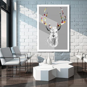 Deer print on canvas SCANDINAVIAN 70x100cm image 1