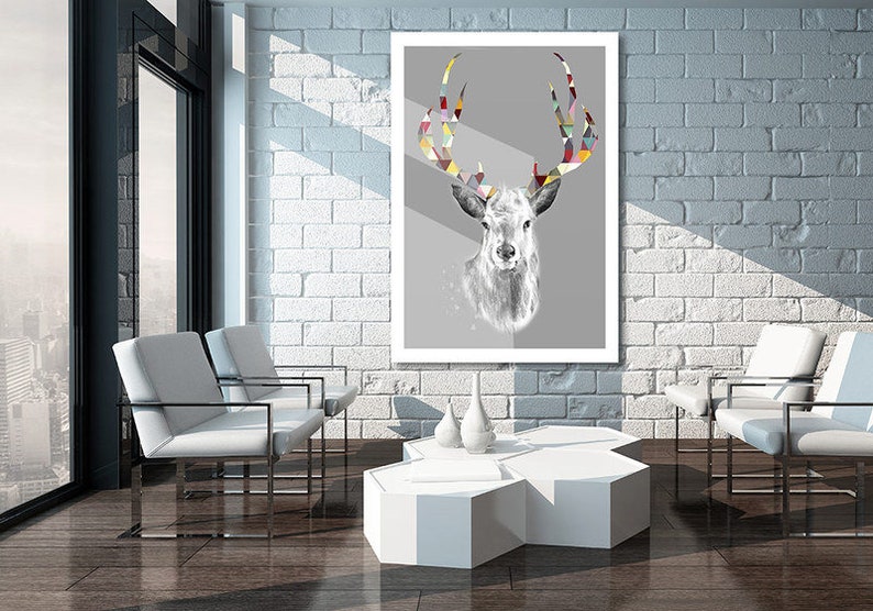 Deer print on canvas SCANDINAVIAN 70x100cm image 1
