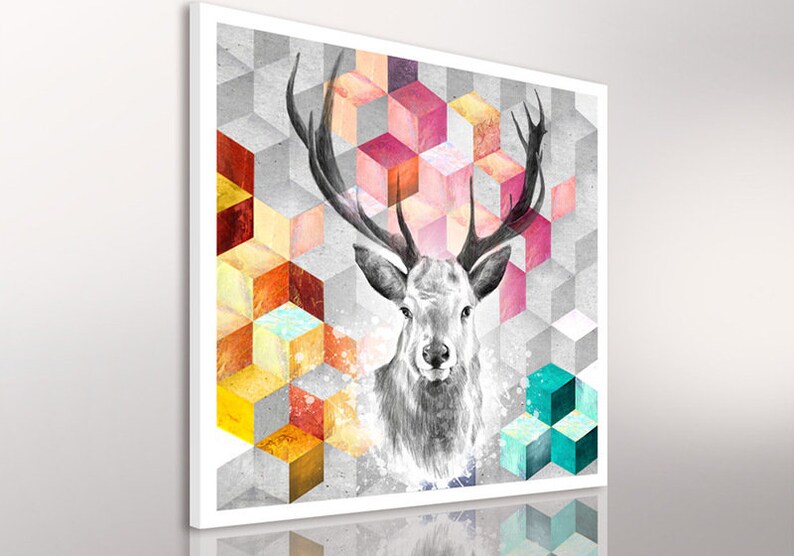 Deer print on canvas Skandynawski 80X80 Cm 0276 zdjęcie 4