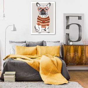 Honden muur kunst doek 60x80 cm Franse Bulldog 02200 afbeelding 1