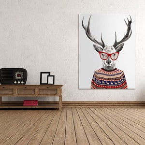 Deer print on canvas HIPSTER DEER 60x80cm 0232 image 2