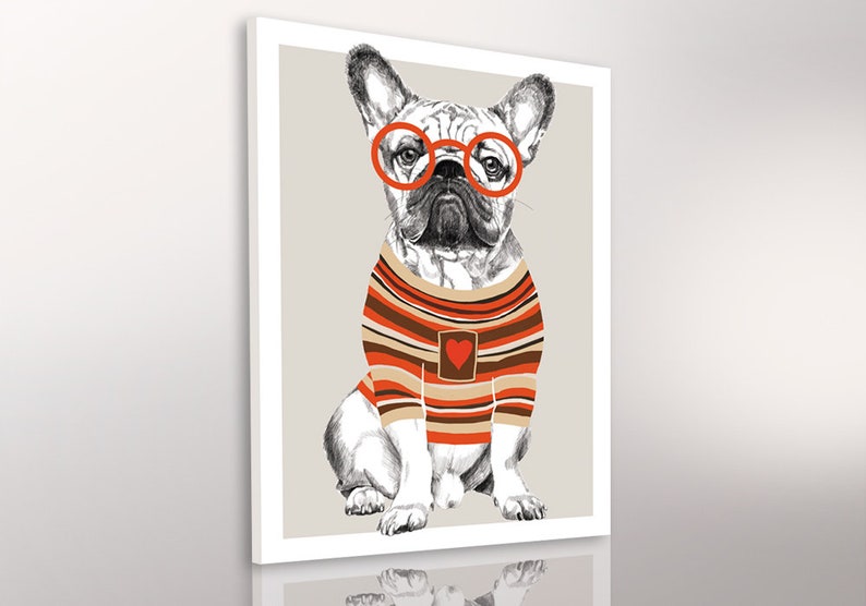 Honden muur kunst doek 60x80 cm Franse Bulldog 02200 afbeelding 3