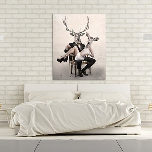 Deer print on canvas 80x100cm LoVE image 2