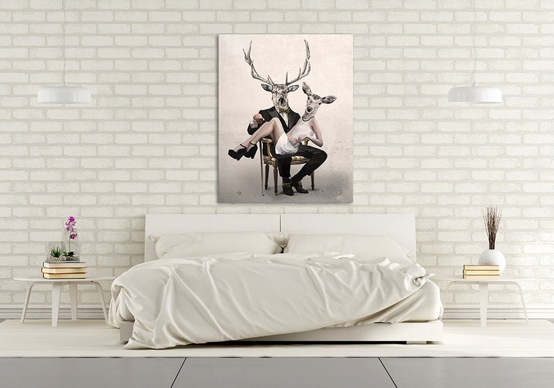 Deer print on canvas 80x100cm LoVE image 2