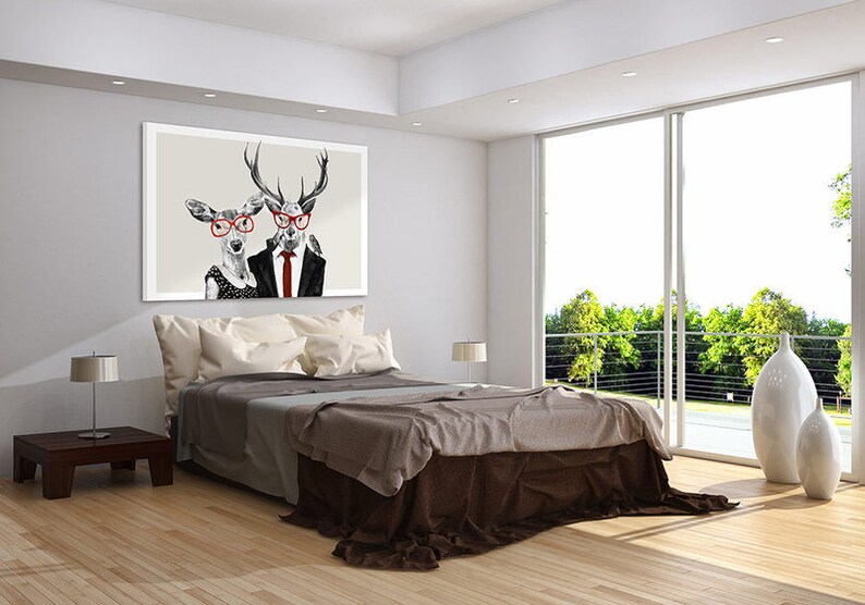Deer print on canvas LOVE DEER 100x70cm 0246 image 2