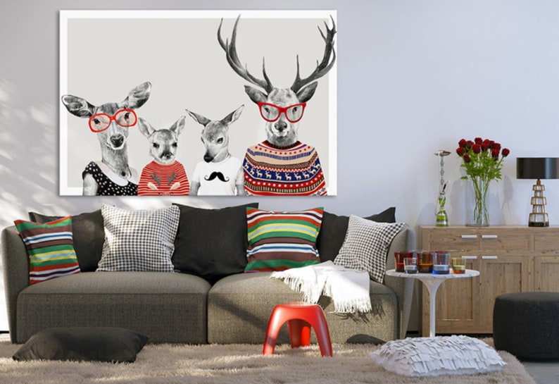 Deer print on canvas 120x80 cm FAMILY 22: 02149 image 1