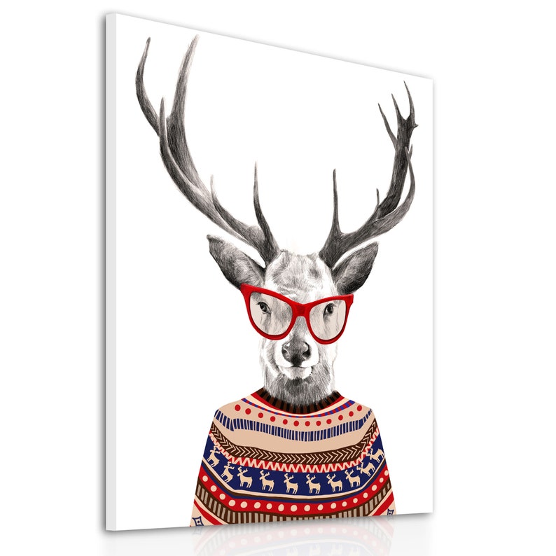 Deer print on canvas HIPSTER DEER 60x80cm 0232 image 1