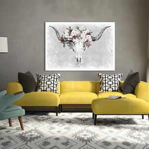 Painting on canvas 120x80 cm ANTLERS BUFFALO 02214 image 1