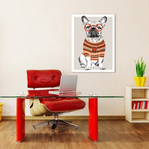 Honden muur kunst doek 60x80 cm Franse Bulldog 02200 afbeelding 2