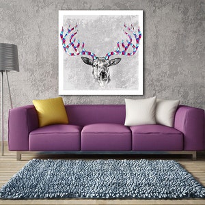 Impression sur toile Stag 80 x 80 Cm 0284 cerf image 1