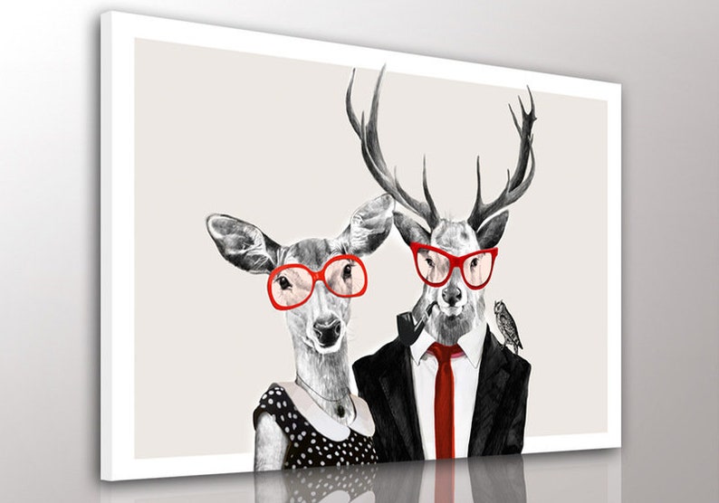 Deer print on canvas LOVE DEER 100x70cm 0246 image 3