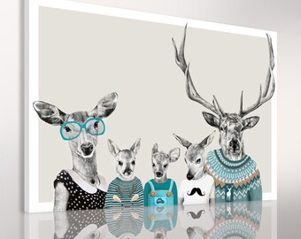 Deer print on canvas 80x60 cm - FAMILY 2+3:) 02190