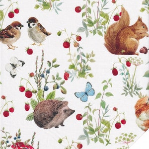 HEDGEHOG, BUNNY, FOX, sparrows, squirrel "Hedgehog Hollow" fabric No. 230405