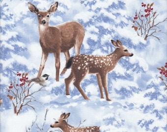 CERF DANS LA NEIGE Tissu n° 210557