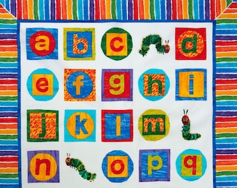 ALPHABET Children's Fabric PANEL "The Little Caterpillar Hungry" ABC Fabric No. 230235