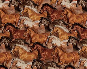 HORSES "Herd Of Running Horses" Fabric No.  230105