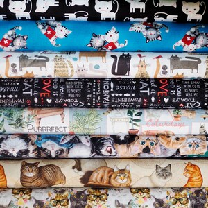 4 Fat Quarter CATS and PAWS FABRIC PACK 220118 image 8