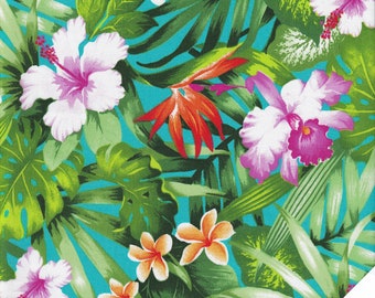 HAWAII HIBISCUS, ORCHIDS, STREETWOODS Fabric No. 230217