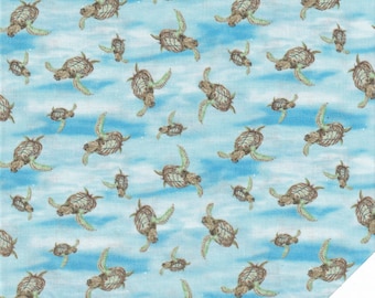 TORTUES DANS LA MER Tissu "Turtle March" n° 240104