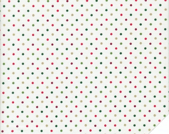 TISSU DE NOËL Rouge, Vert et Or DOTS N° 220803