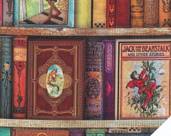 BOOKS, BOOKSHELVES &quot;Library of Rarities&quot; Patchwork Fabric No. 200402