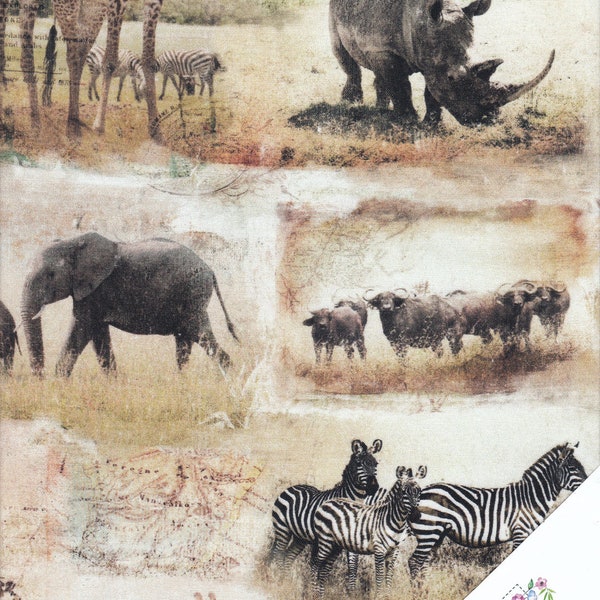 AFRIKA WILDTIERE Stoff  Nr. 210945