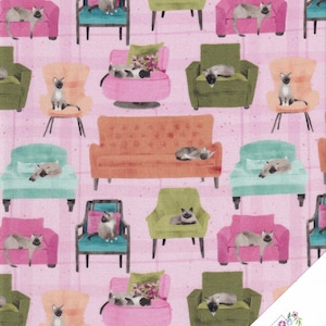 Katter på soffa, fåtölj, stol. Patchworktyg nr 250624