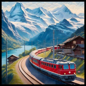 TYGPANEL JÄRNVÄG "Alpinjärnväg" DRÖMFÅNGARE nr 250615