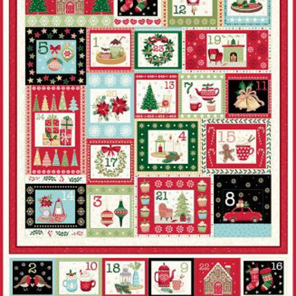 COSY CHRISTMAS ADVENT Adventskalender Panel  Stoff Nr. 230856