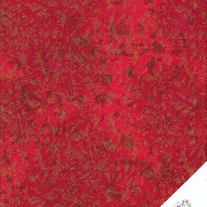 Peut inclure: Tissu rouge avec un motif de paillettes dorées. Le tissu présente un effet ombré subtil, les paillettes dorées étant plus concentrées au centre du tissu.