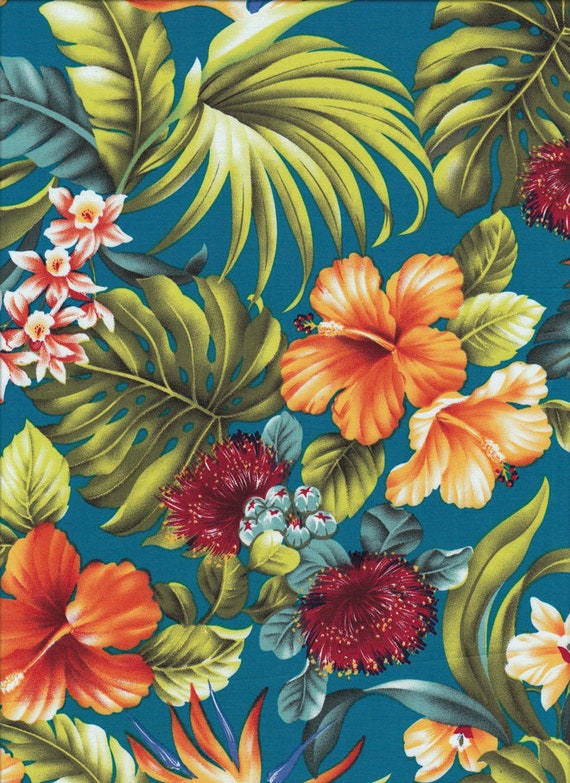 HAWAIIAN FLOWERS Fabric No. 160601 - Etsy