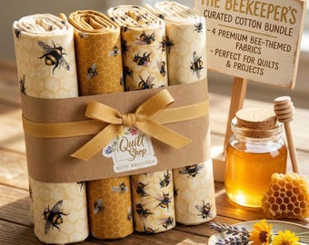 SAVINGS SET "HUMMES" 4 Fat Quarters 50 cm x approx. 55 cm Fabric bundle no. 260333 (Last bundle in this combination!!)