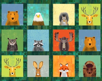 FOREST ANIMAL PANEL "Wild North" Fabric No. 240402