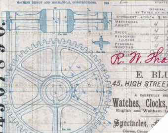 MECHANISCHES UHRWERK PANEL "Eclectric Elements Tim Holtz Stoff  Nr. 240507