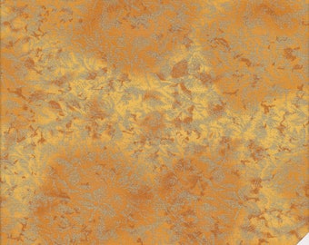 May include: A gold fabric with a subtle, marbled pattern. The fabric has a shimmery, metallic finish. The fabric is perfect for quilting, crafts, and home decor.