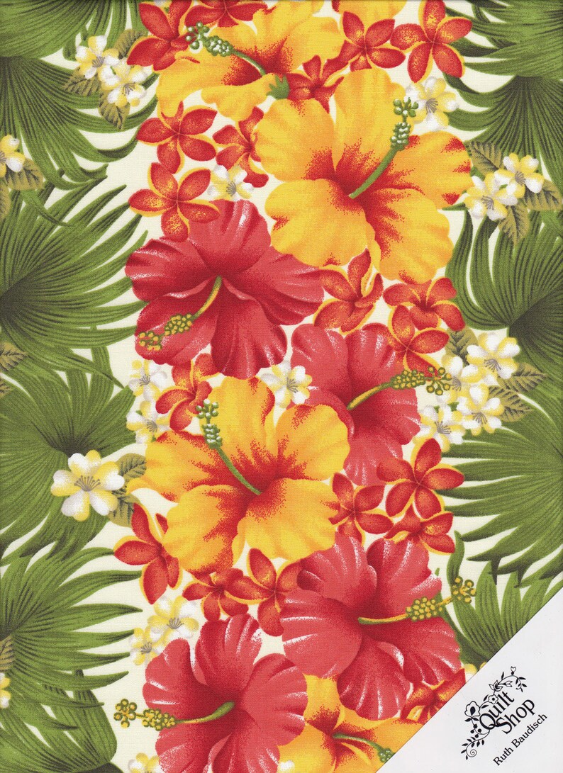 HAWAII HIBISKUS FLOWERS Borders Fabric No. 180421 image 1