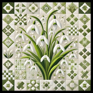 EASTER FABRIC PANEL "Snowdrop Spring" "DREAMCATCHER" No. 250234