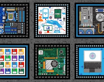 COMPUTER HARDWARE PANEL "Data Point" Fabric No. 230304