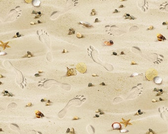 MARITIME BEACH, FOOTPRINTS, shells fabric no. 210362