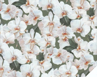 WHITE ORCHIDS "Orchids in Bloom" Fabric No. 210948