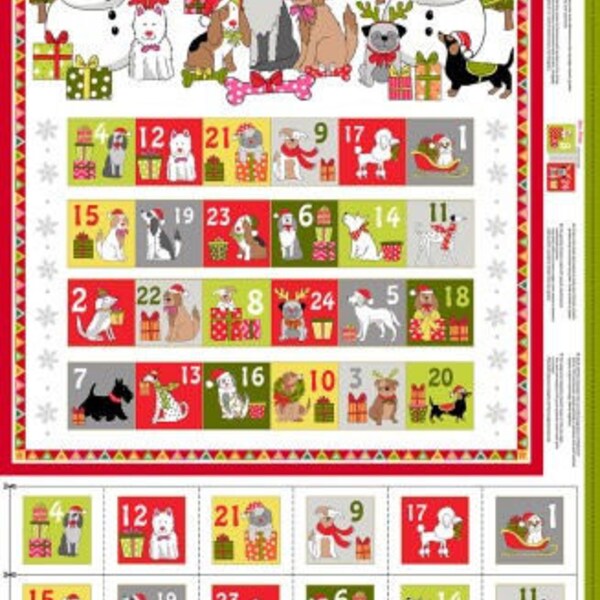 HAPPY DOGS calendrier de l'avent panneau tissu n° 210779