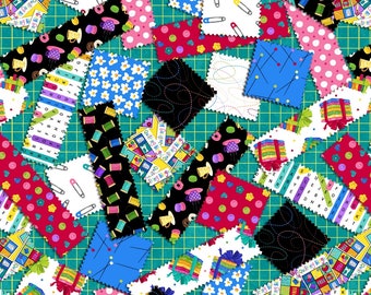 Handcrafted fabric CUTTING MAT, FABRIC SCRIPTS "Quilters Haven" No. 231228