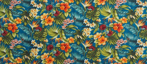1点物⭕️お安く!◎Custom Hawaiian fabric◎AR 9.5 HAWAIIAN FLOWERS Fabric No. 160601 - Etsy