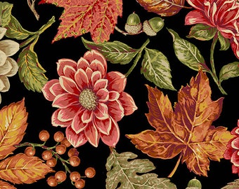 AUTUMN FLOWER LEAVES "Autumn Woods" fabric #230610