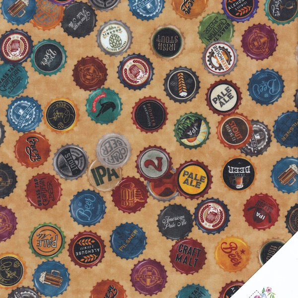 BEER CROWN CAPS "On TAP" Fabric No. 210964