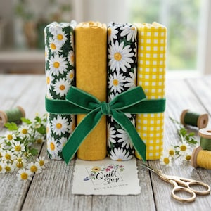 SPAR-SET "MARGERITEN Zauber" 4 Fat Quarter 50 cm x ca. 55 cm Stoffpaket Nr. 260336