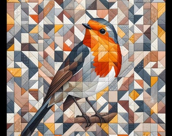 STOFFPANEL ROTKEHLCHEN "DREAMCATCHER" Nr. 240420